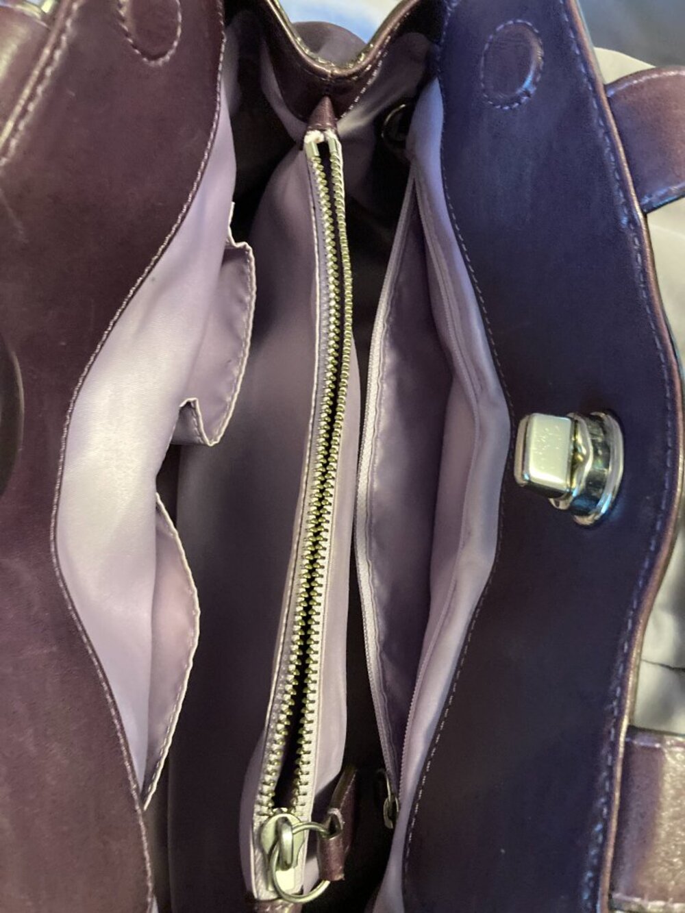 Coach Bag Purse Purple Garnet Carryall Satchel Leather F13914 - Picture 8 of 10